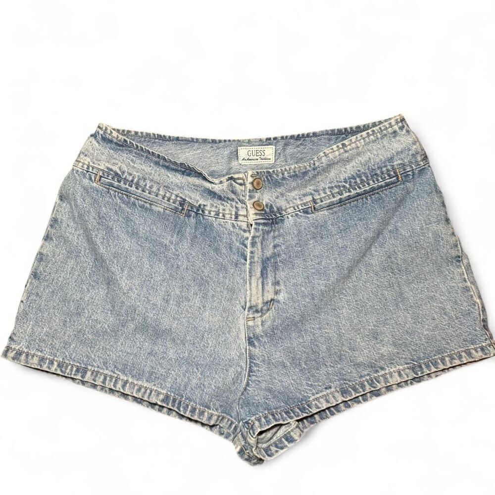 Vintage Guess Women's Blue Made in USA Jean Shorts Size 31
